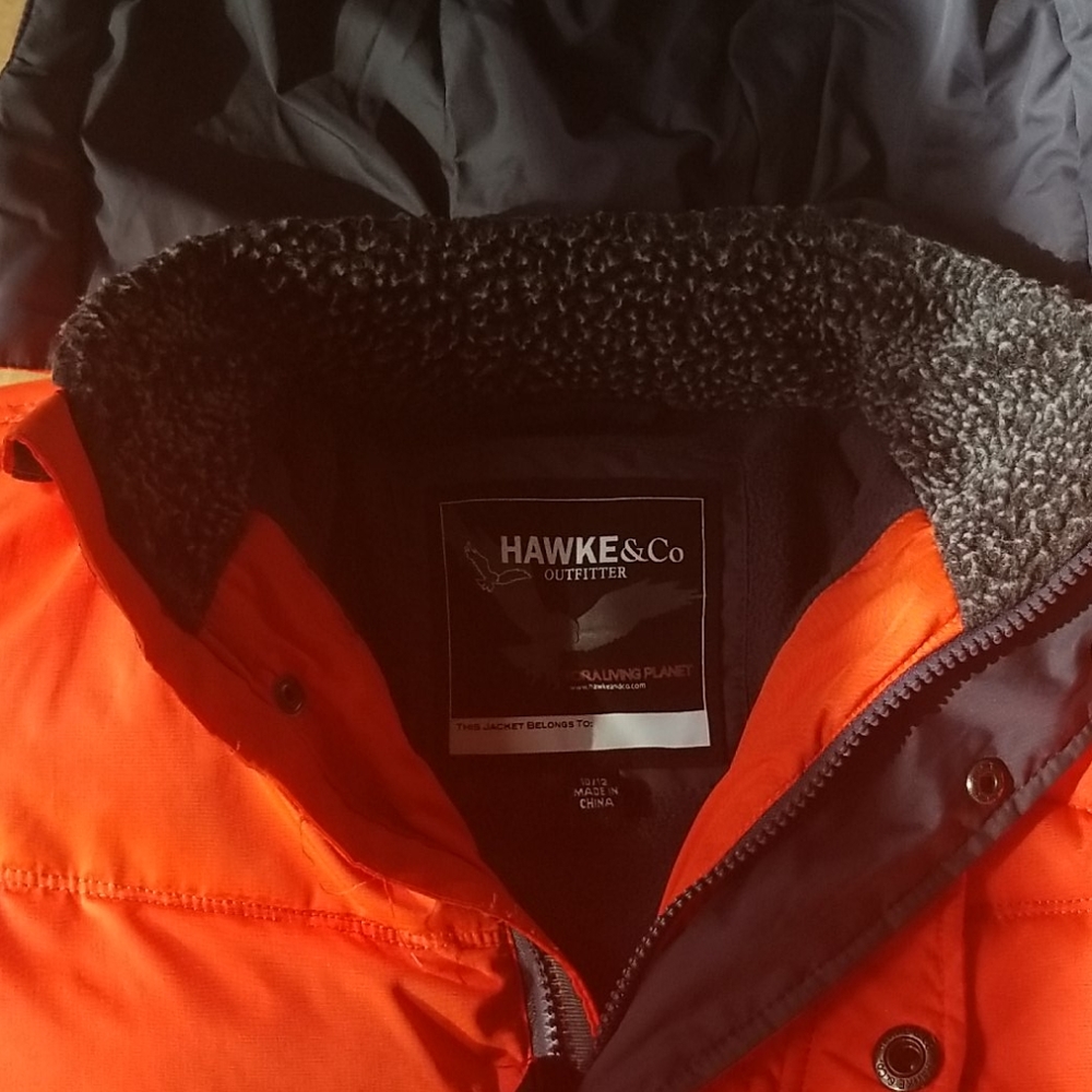 HAWKE & CO orange down coat 10/12 - Picture 3 of 15